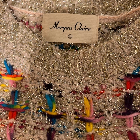 Morgan Claire multicolor and gold tinsel sweater. Size L. - Picture 3 of 4